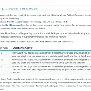 NR305 Week 7 Debriefing: Anthony James i-Human Virtual Patient Encounter