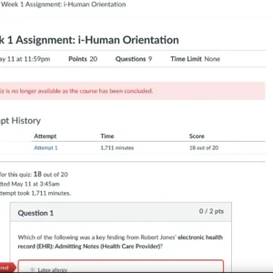 NR305 Week 1 Assignment: i-Human Orientation
