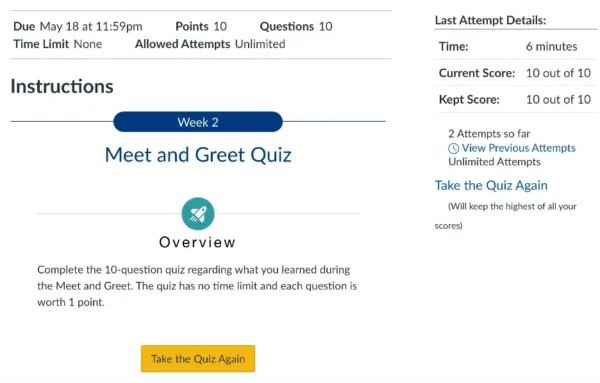 NR581NP Week 2: Meet and Greet Quiz