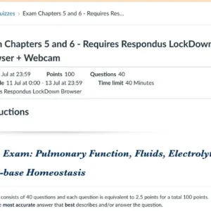 NUR-502 Exam Chapters 5 and 6 Pulmonary Function, Fluids, Electrolyte, & Acid-base Homeostasis
